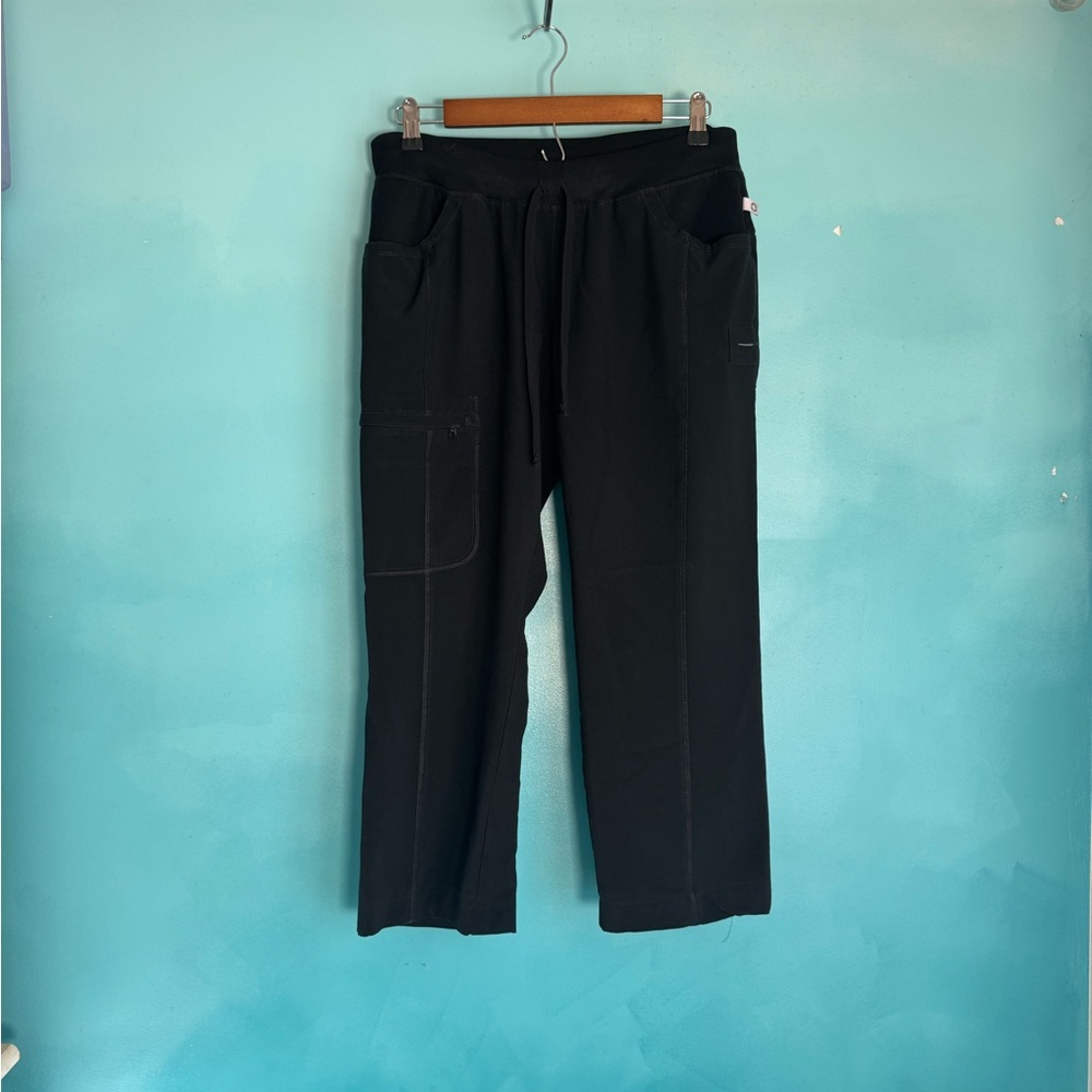 Wide Straight Black Pull-On Utility Pants